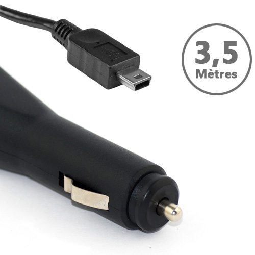 Câble allume cigare 12/24V mini USB LONG 3,5 mètres